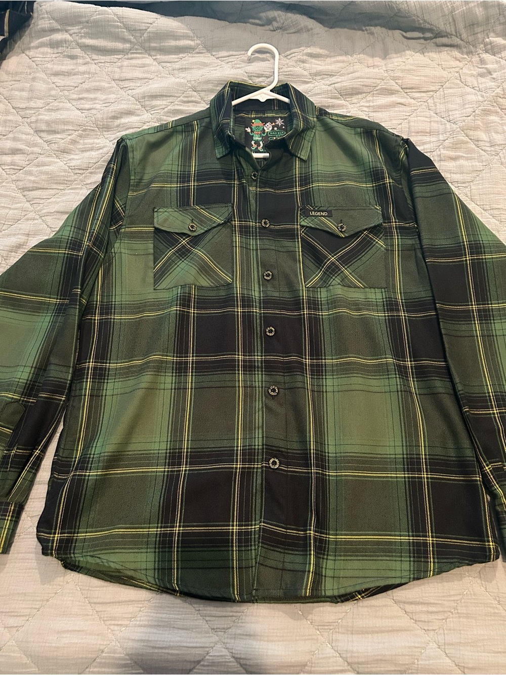 Men's Green Plaid Button-Down Shirt by Legend